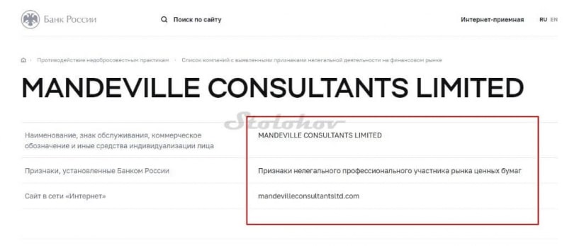 Брокер Mandeville Consultants Limited: реальные отзывы и обзор сайта