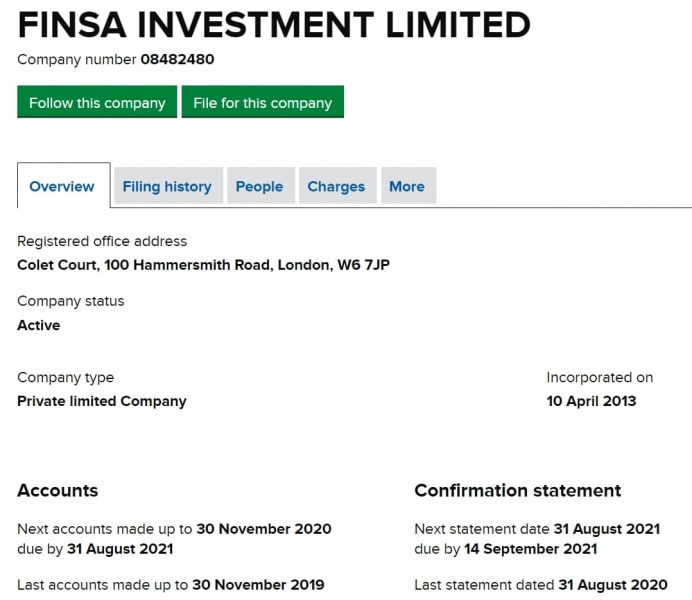 Finsa Investment Limited: отзывы трейдеров и анализ условий