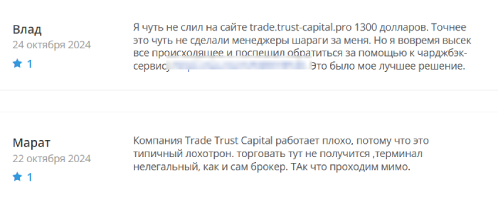 Trade Trust Capital (trade.trust-capital.pro) лжеброкер! Отзыв Telltrue