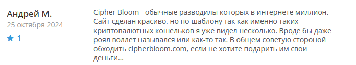 Крипто-кошелек мошенник Cipher Bloom  — обзор, отзывы, схема обмана