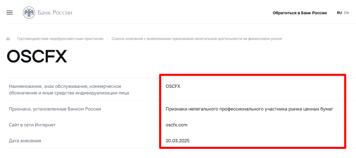 OSCFX (oscfx.com) лжеброкер! Отзыв Telltrue
