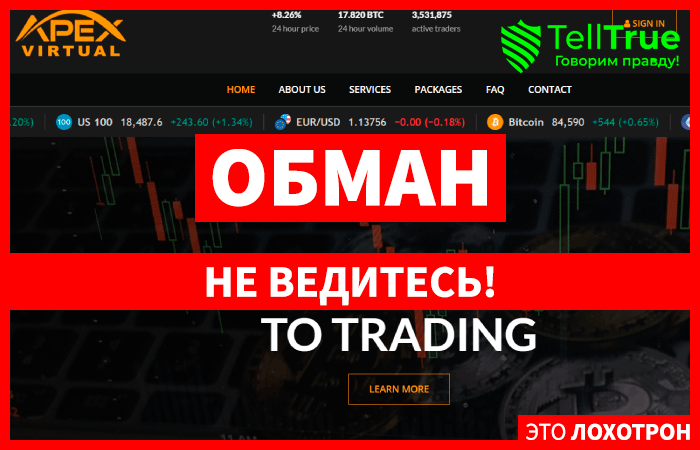 Apexvirtual (apexvirtual.org) лжеброкер! Отзыв Telltrue